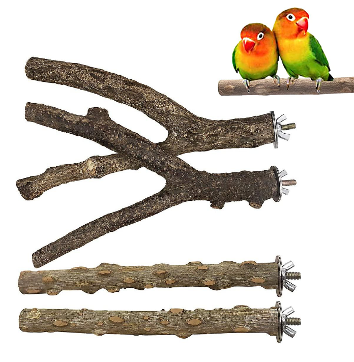 Bird Perch Natural Wood Stand Parakeet Toys 20cm