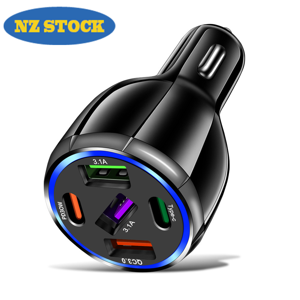 Car Charger, 5 Port USB QC 3.0 Fast Car Charger