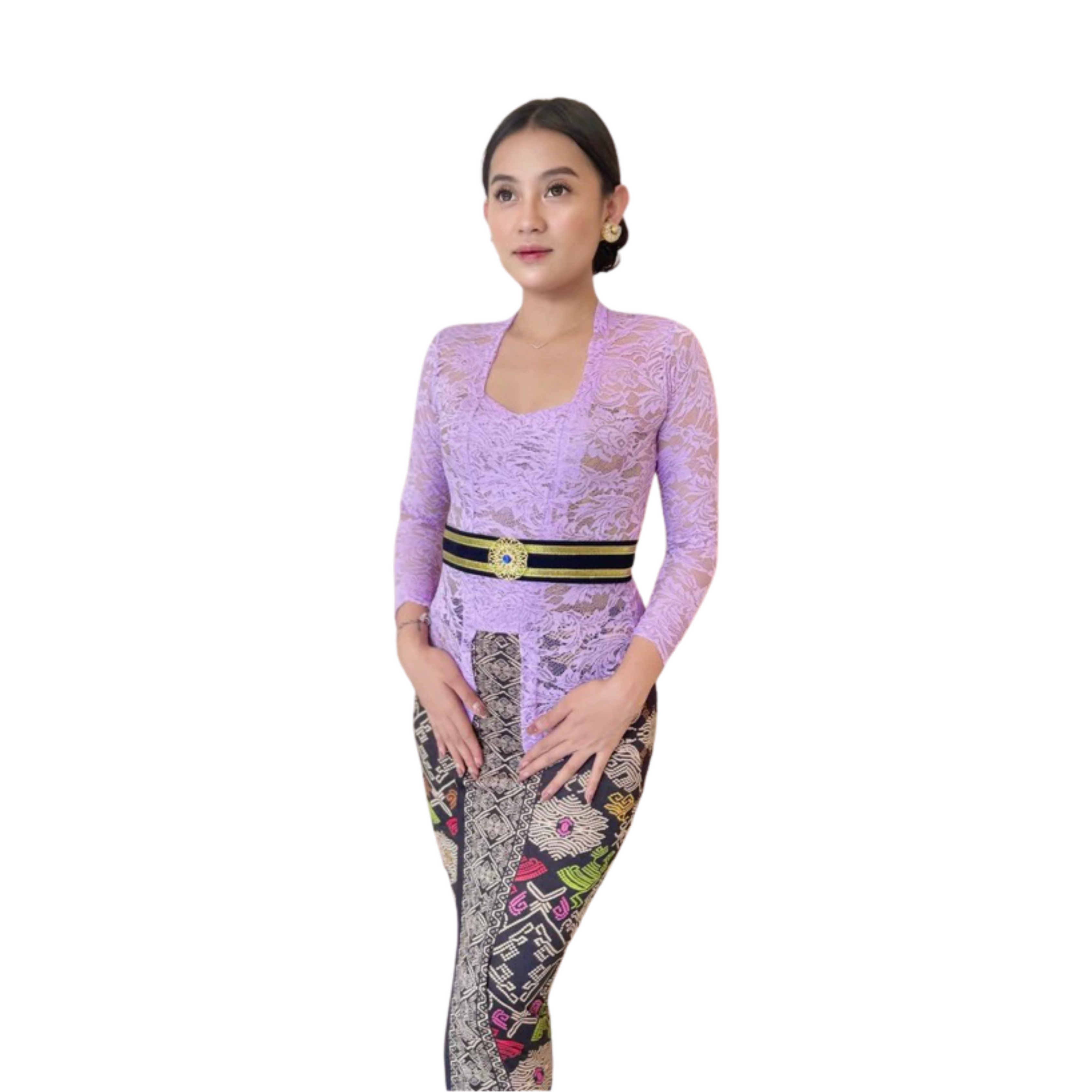 Kebaya Melati Full Set – Lilac Purple | Stretch Batik Wear (Bali Style)