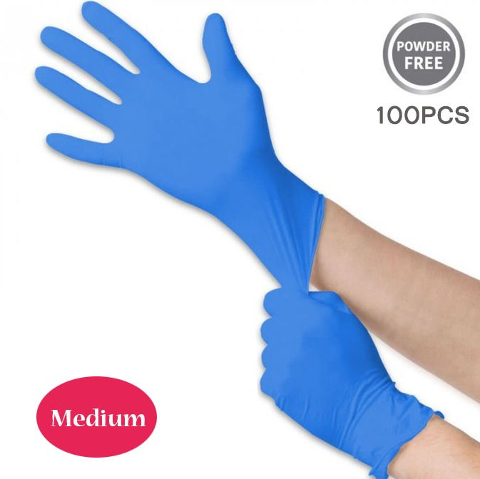 Thumbnail: Disposable Blue Nitrile Gloves – S/M/L/XL, Latex-Free, Food Safe, 100 pcs