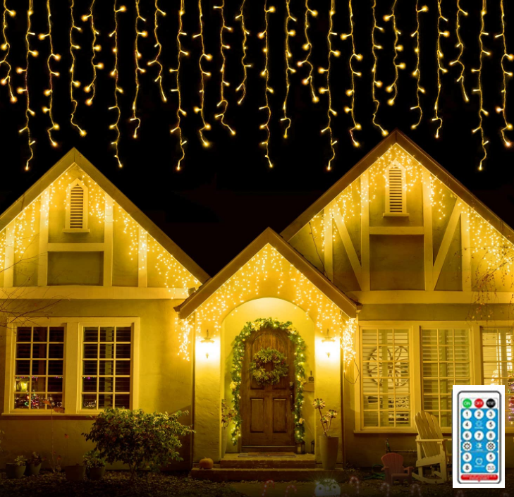 Solar Curtain Lights Outdoor Fairy Lights 5m 256 LEDs