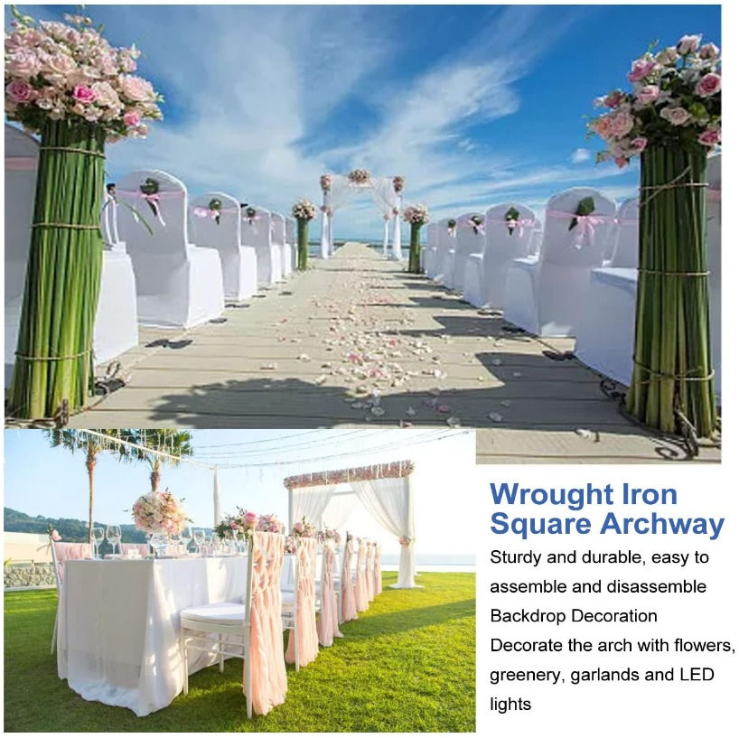 Thumbnail: White Wedding Arch Square Balloon Frame Kit – 2m x 2m Metal Decorative Stand