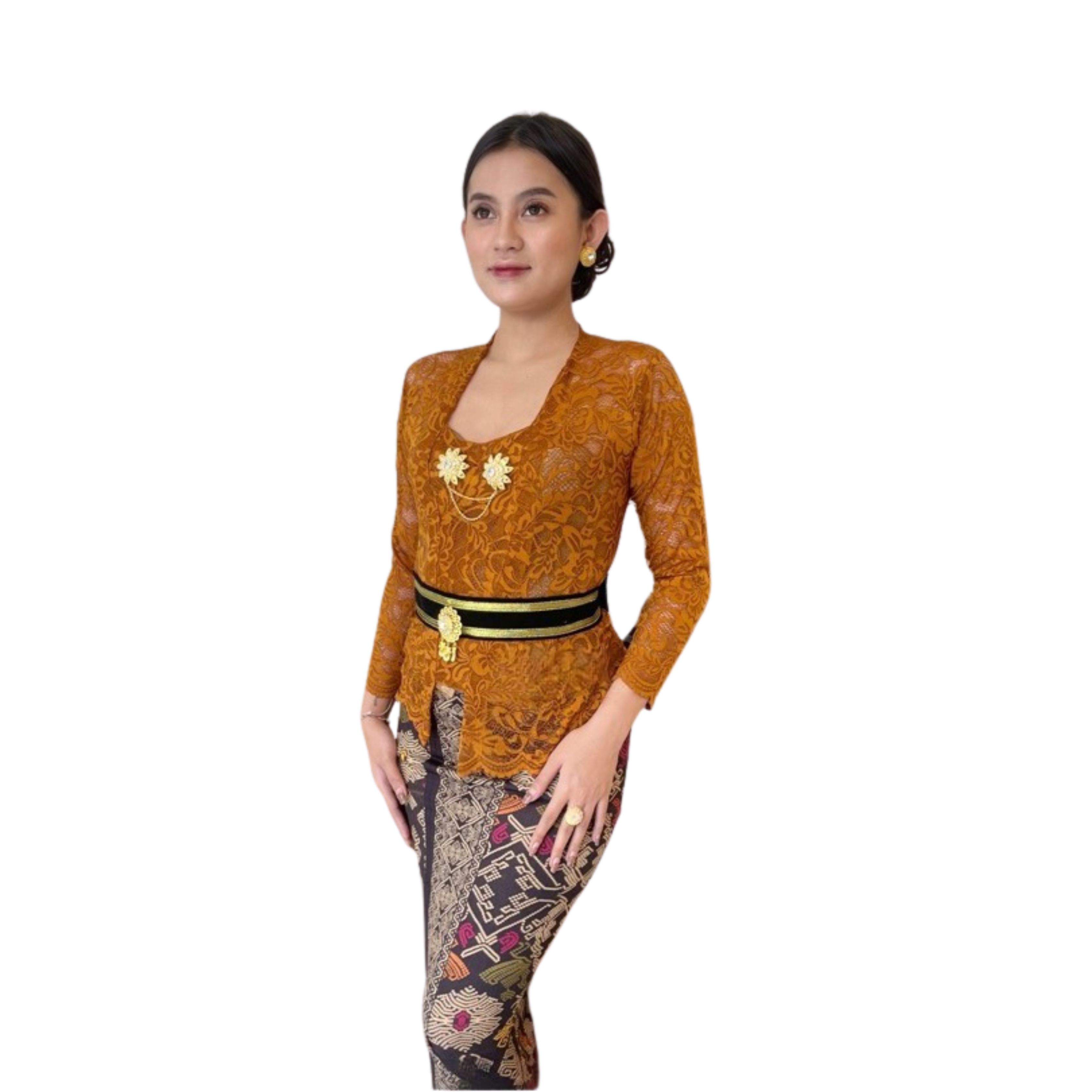 Kebaya Melati Full Set – Copper Brown | Stretch Batik Wear (Bali Style)