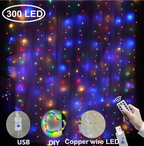 USB Copper Wire String Lights 300LED Colorful