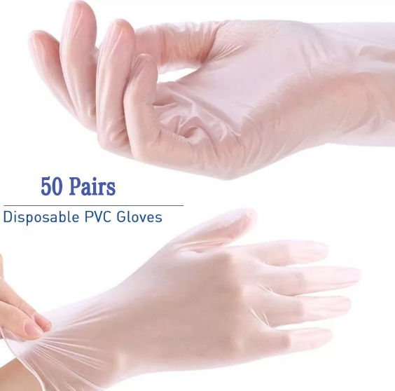 Thumbnail: Disposable Vinyl Gloves – Clear, Latex-Free, Powder-Free (100PCS, Medium)