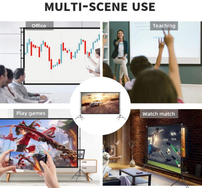 Thumbnail: 150-Inch Portable Projector Screen with Stand – Wrinkle-Free & High-Quality View