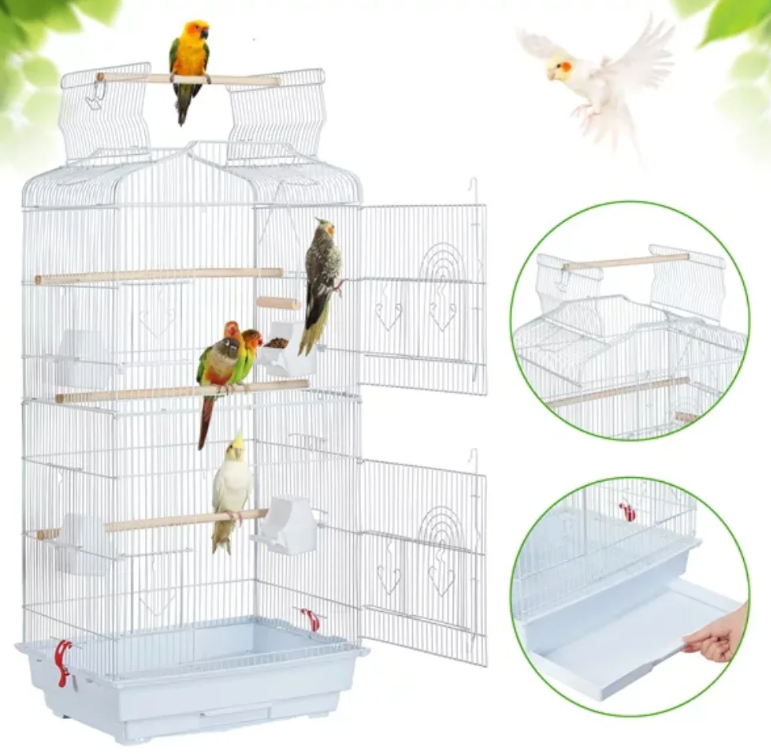 41" Bird Cage Open Top Bird Cage - White