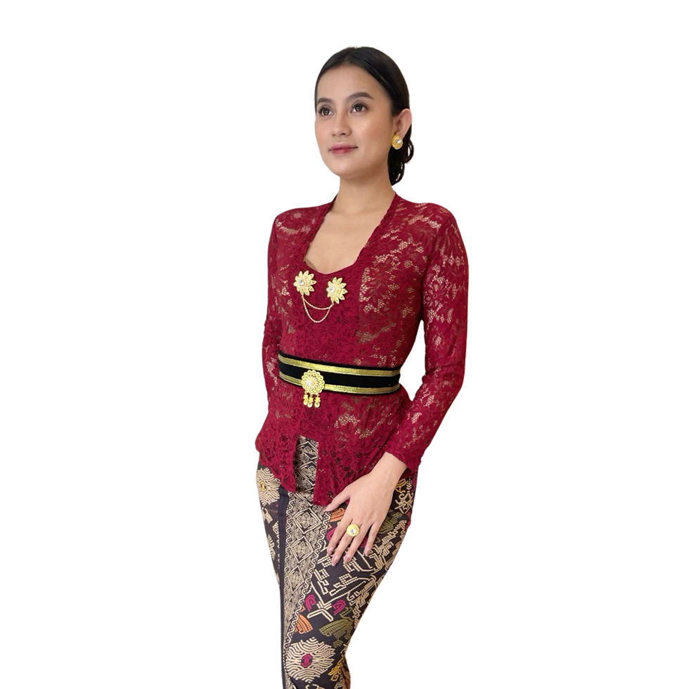 Kebaya Melati Full Set – Red | Stretch Batik Wear (Bali Style)
