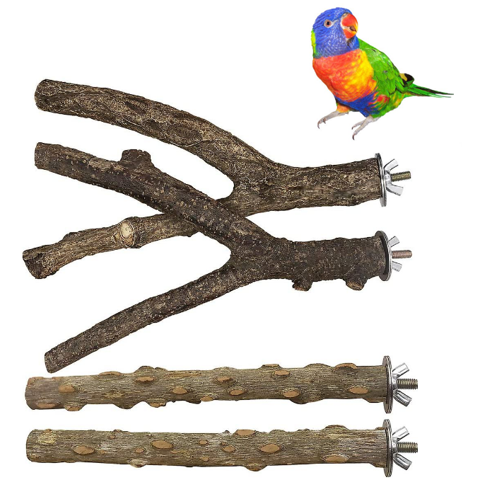 Parrot Bird Stand Tree Branch Toys Perch Grinding 4PCS
