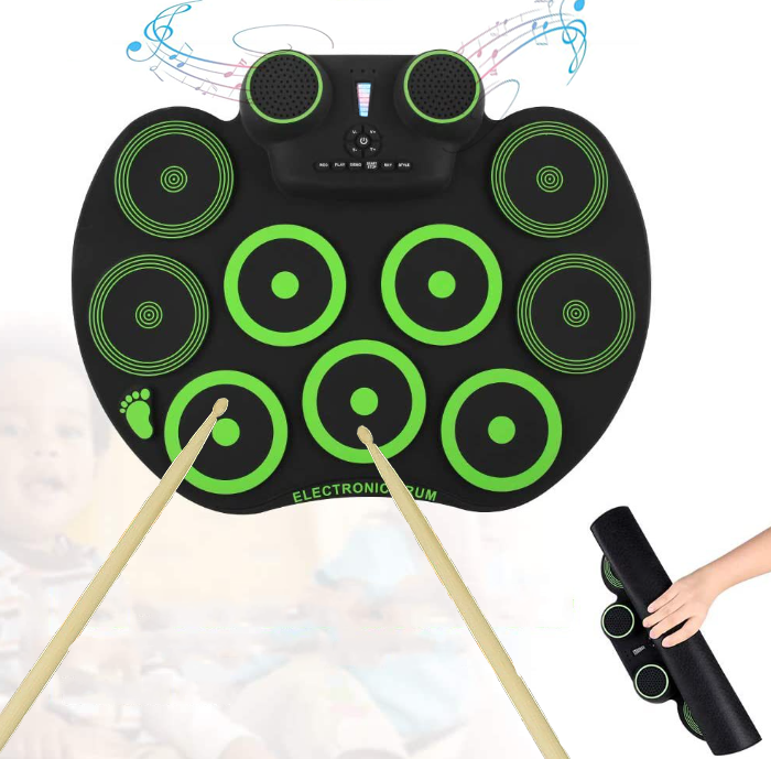 Electric Drum Set 10 Drum Practice Pad Roll-up Electronic Drum Pad