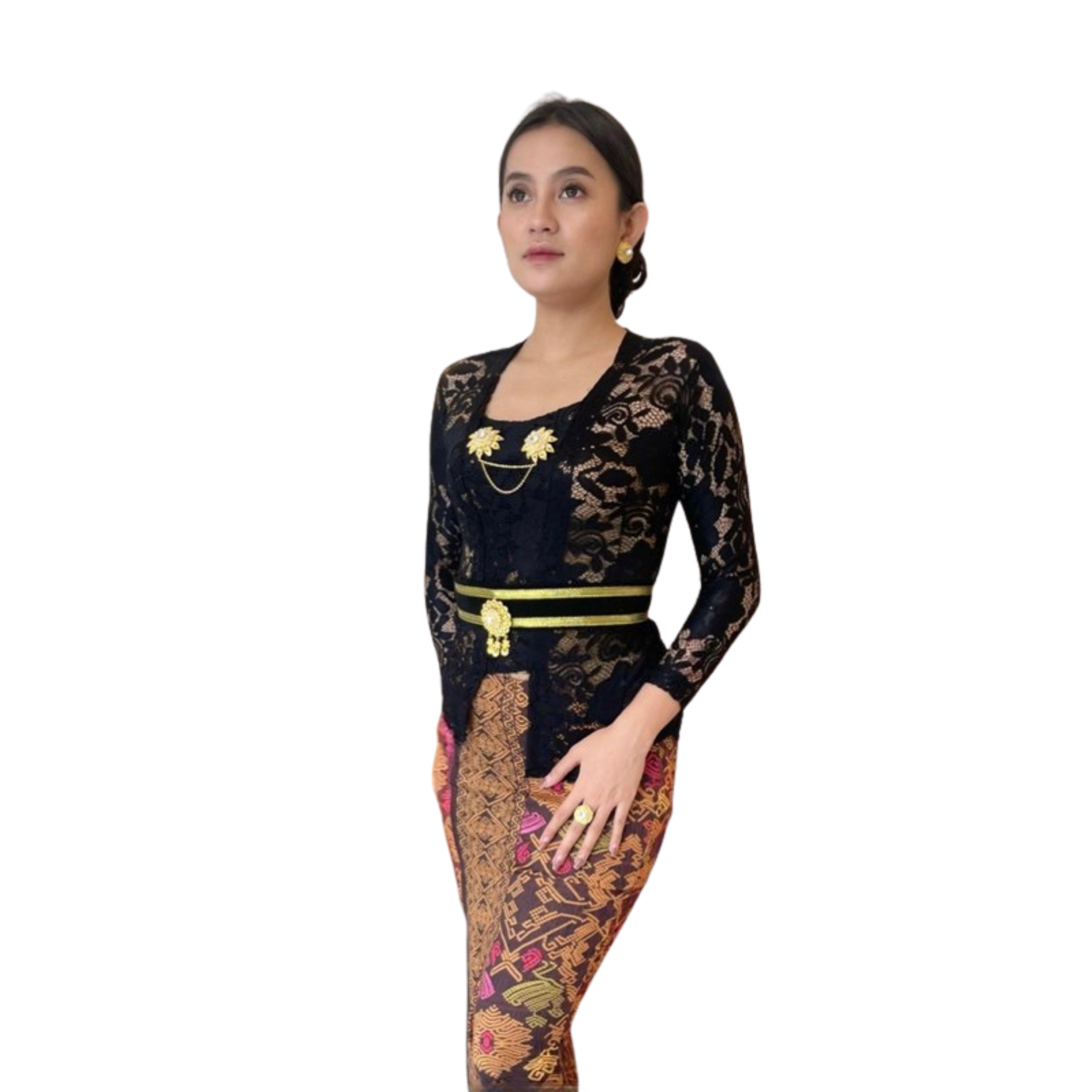 Kebaya Melati Full Set – Black | Stretch Batik Wear (Bali Style)
