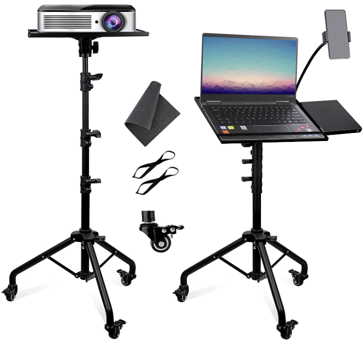 Projector Stand with Wheels, Projector Tripod with Removable Mouse Tray