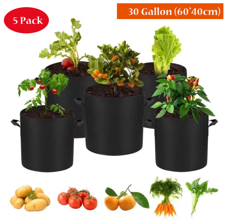 30 Gallon Garden Plant Grow Bags x 5 Pack