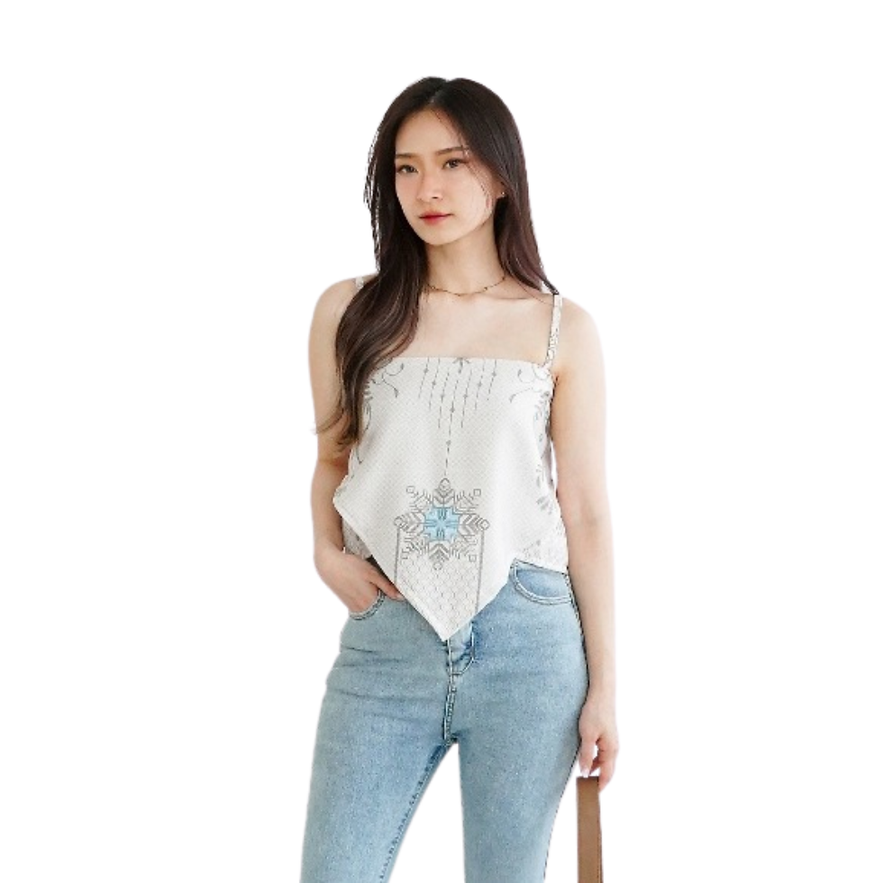 Anggrek Cream White- Bandana Kemben Batik-Inspired Sleeveless Stylish Tank Tops