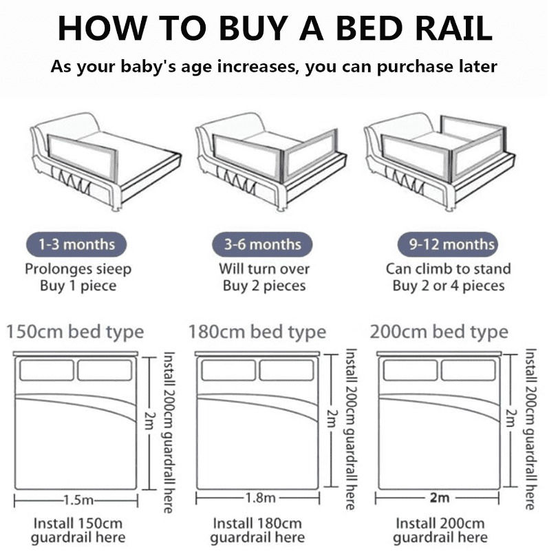 Thumbnail: 2m Toddler Bed Rail – Extra Long Bed Guard with Vertical Lift, Single Piece