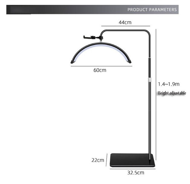 Thumbnail: 24" Dimmable LED Floor Lamp – Lash, Spa, Craft & Salon Use (Black, 36W)