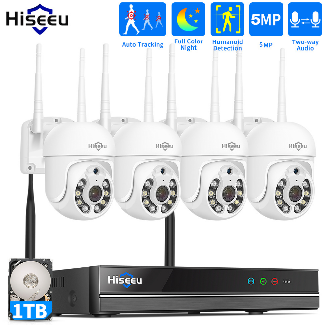 Hiseeu Wireless Camera 5MP Security Camera System with 1TB Hard Drive