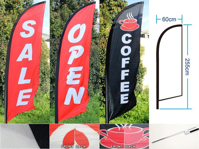 �OPEN� / SALE / COFFEE 3.4M Cross Base Set Commercial Feather Banner Flag