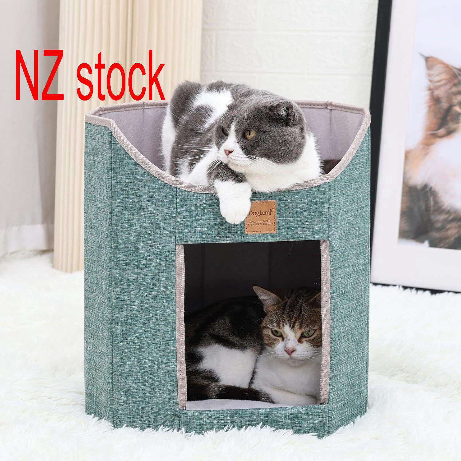Cats Bed, Cat House for Indoor Cats 2 Levels