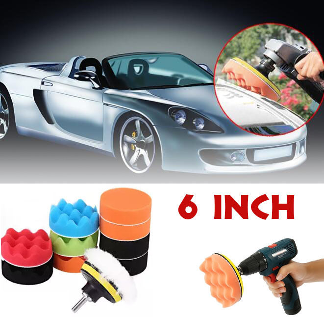 12PCS Car Polisher Polishing Waxing Buffing Woolen & Sponge Pads Kit 6 Inch