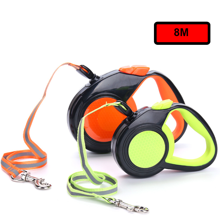 Retractable Dog Leash 8m with Reflective Tape Design