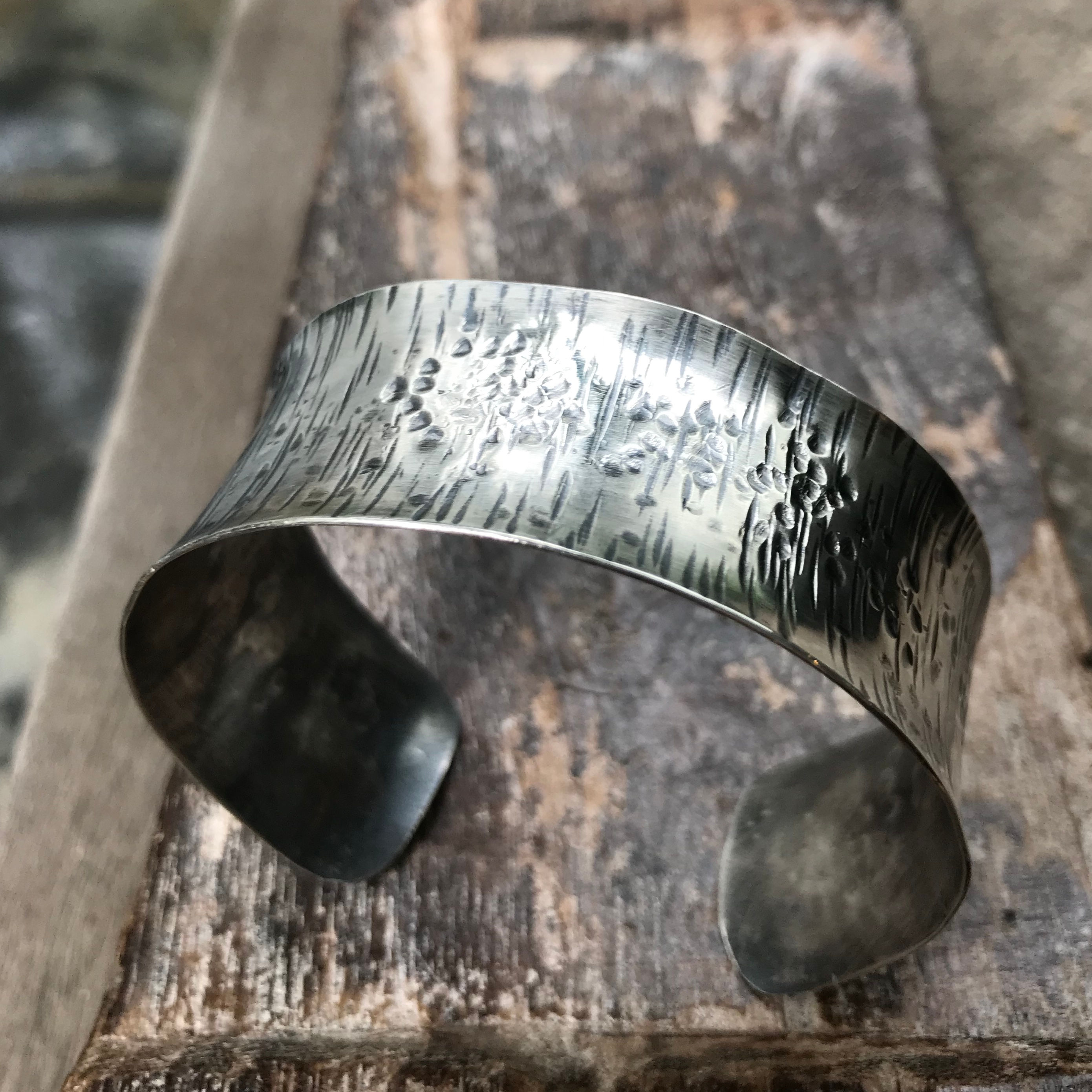 Wide Silver Bark Cuff