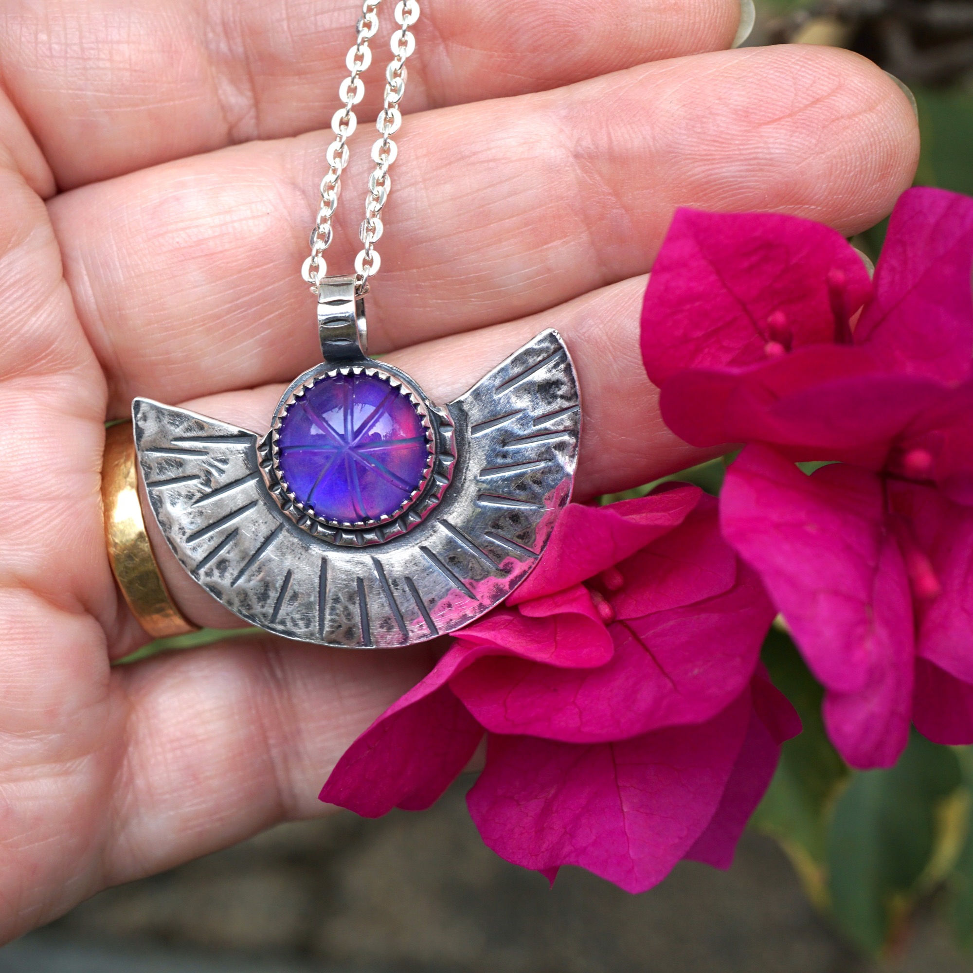 Purple Aurora Opal Tribal Skirt Pendant