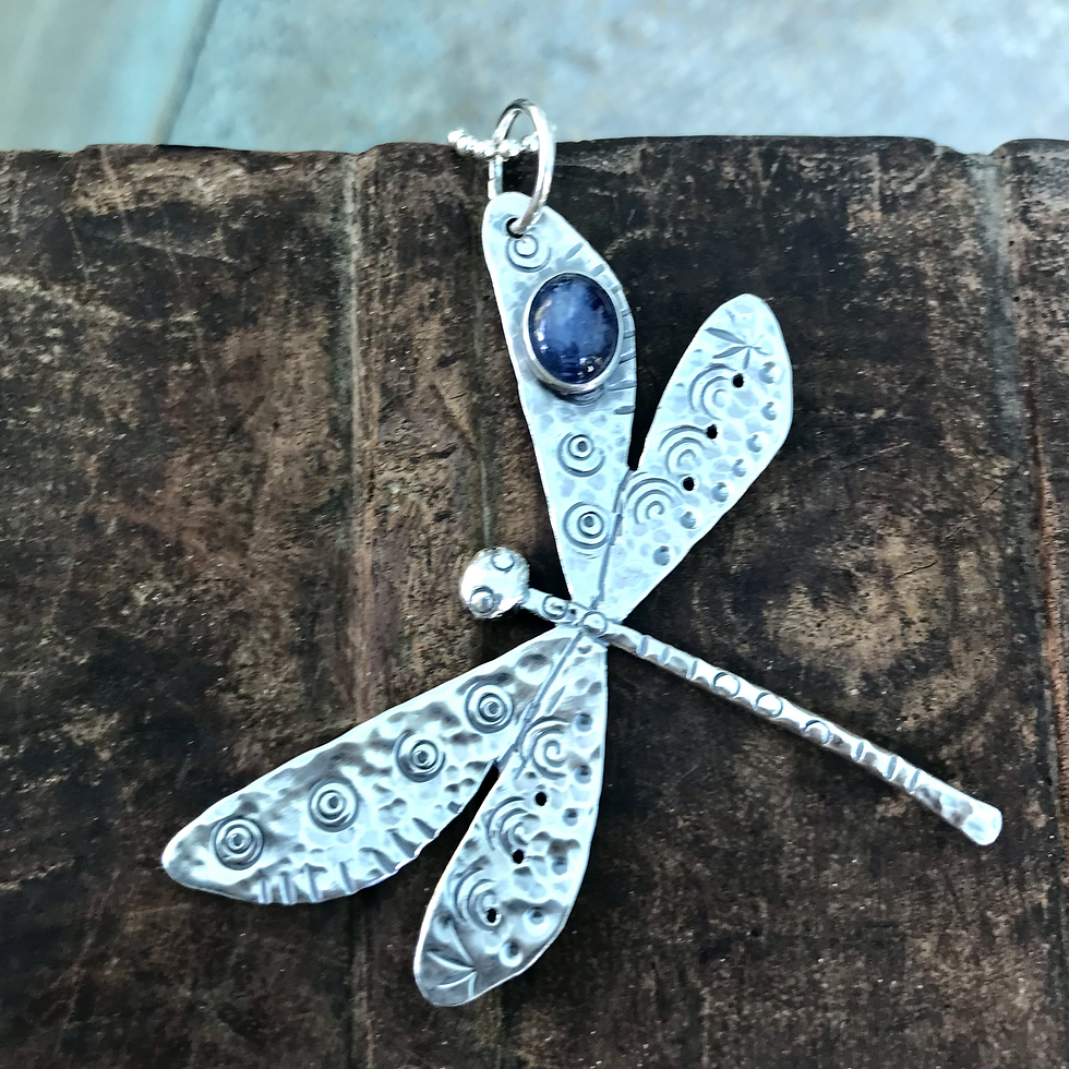 Thumbnail: Silver Dragonfly Pendant with Stone Embellishment