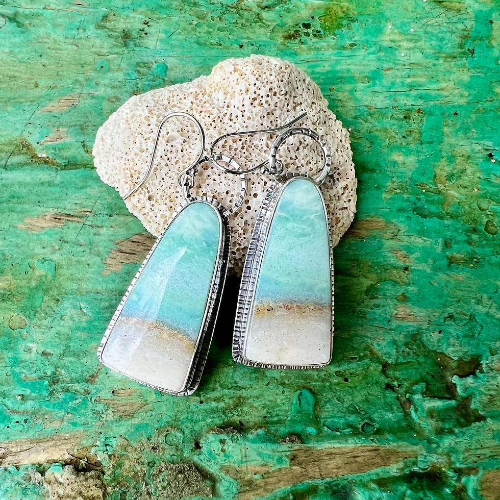 Thumbnail: Beach Opalised Wood Earrings
