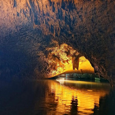 Underground water and limestone formations inside Jeita Grotto