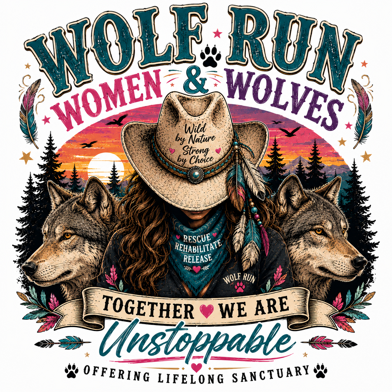 Wolf Run T‑Shirt — Women & Wolves Graphic Tee (Unstoppable)