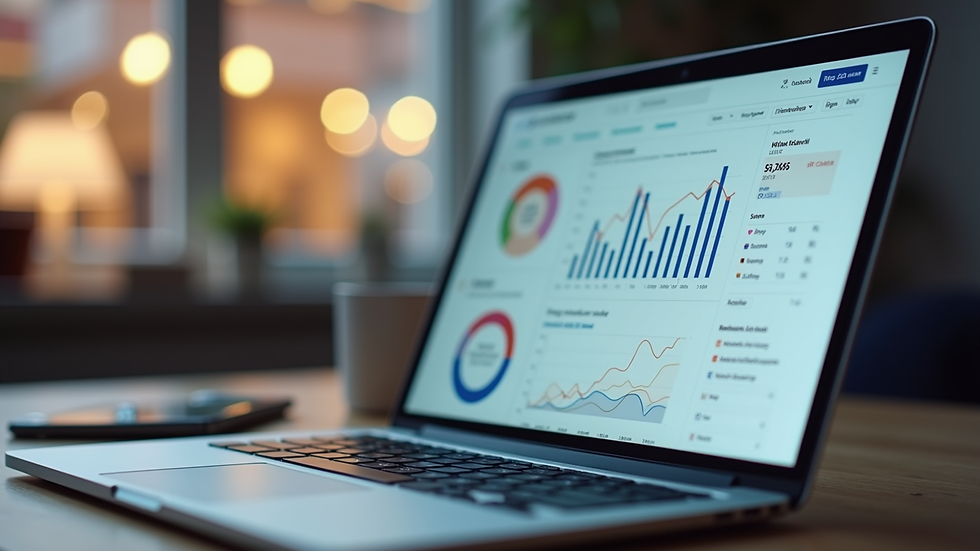 Eye-level view of a laptop screen showing social media analytics dashboard