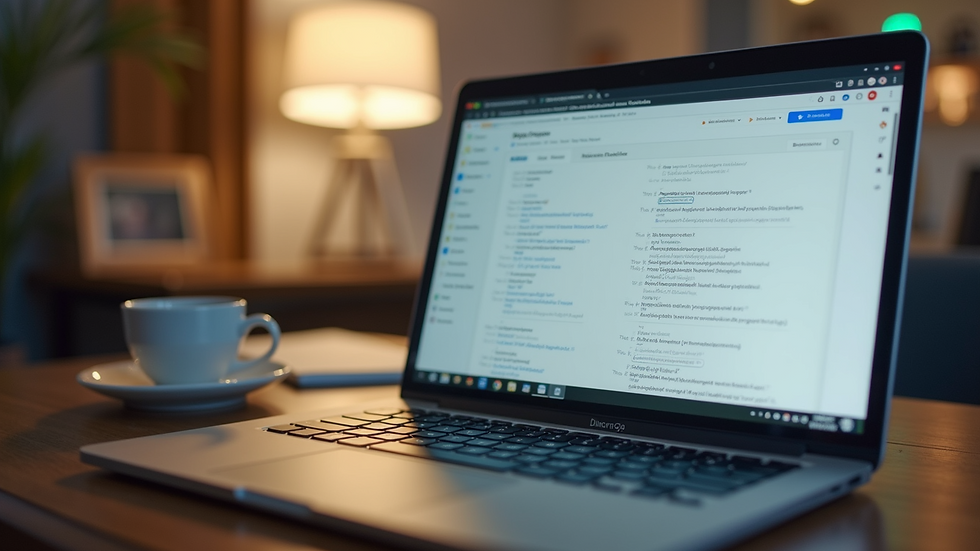 Eye-level view of a laptop displaying a translation software interface
