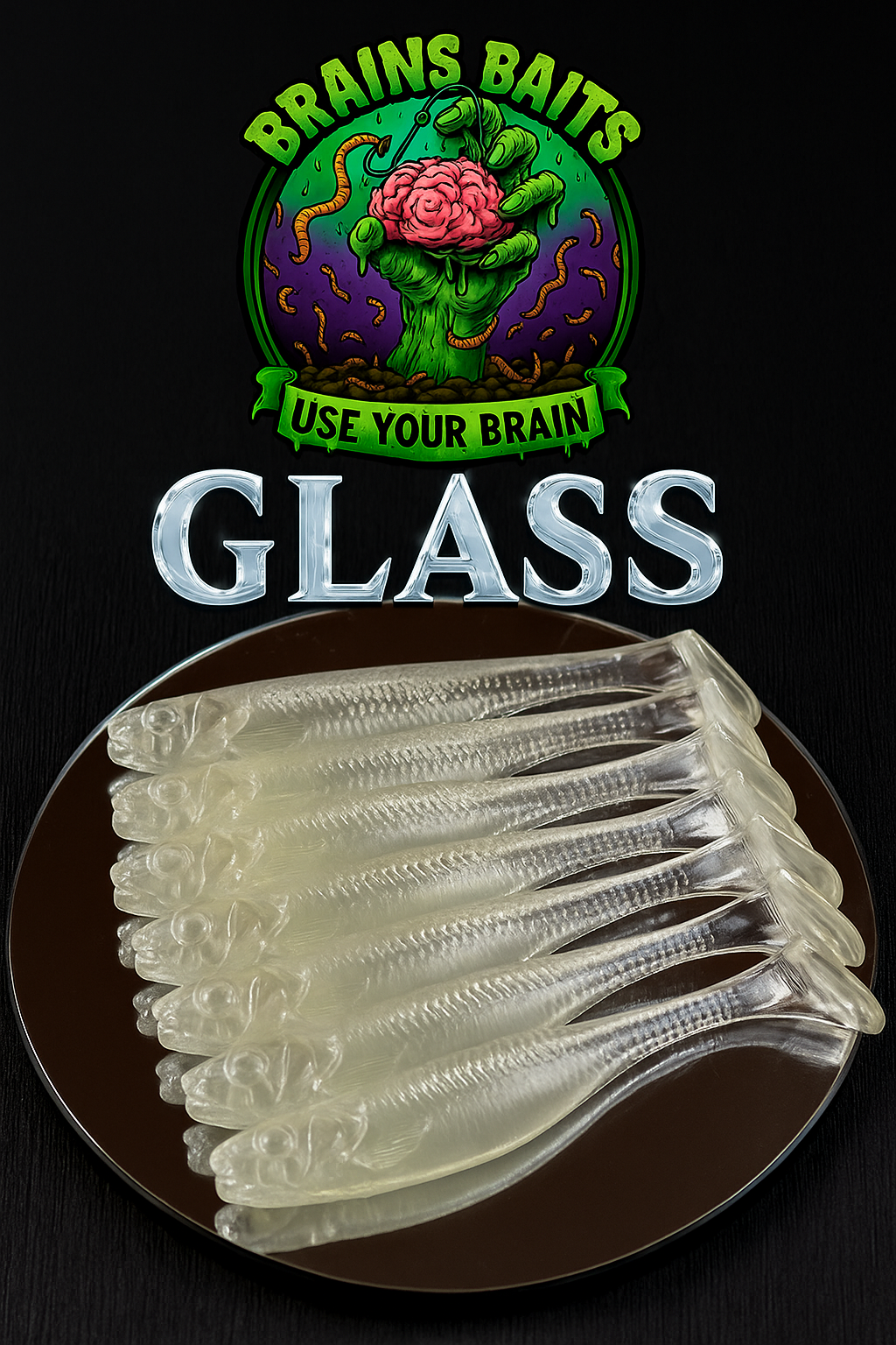 Brains Baits Glass 4” Paddle Tail Swimbaits – Clear Soft Plastic Fishing Lures (