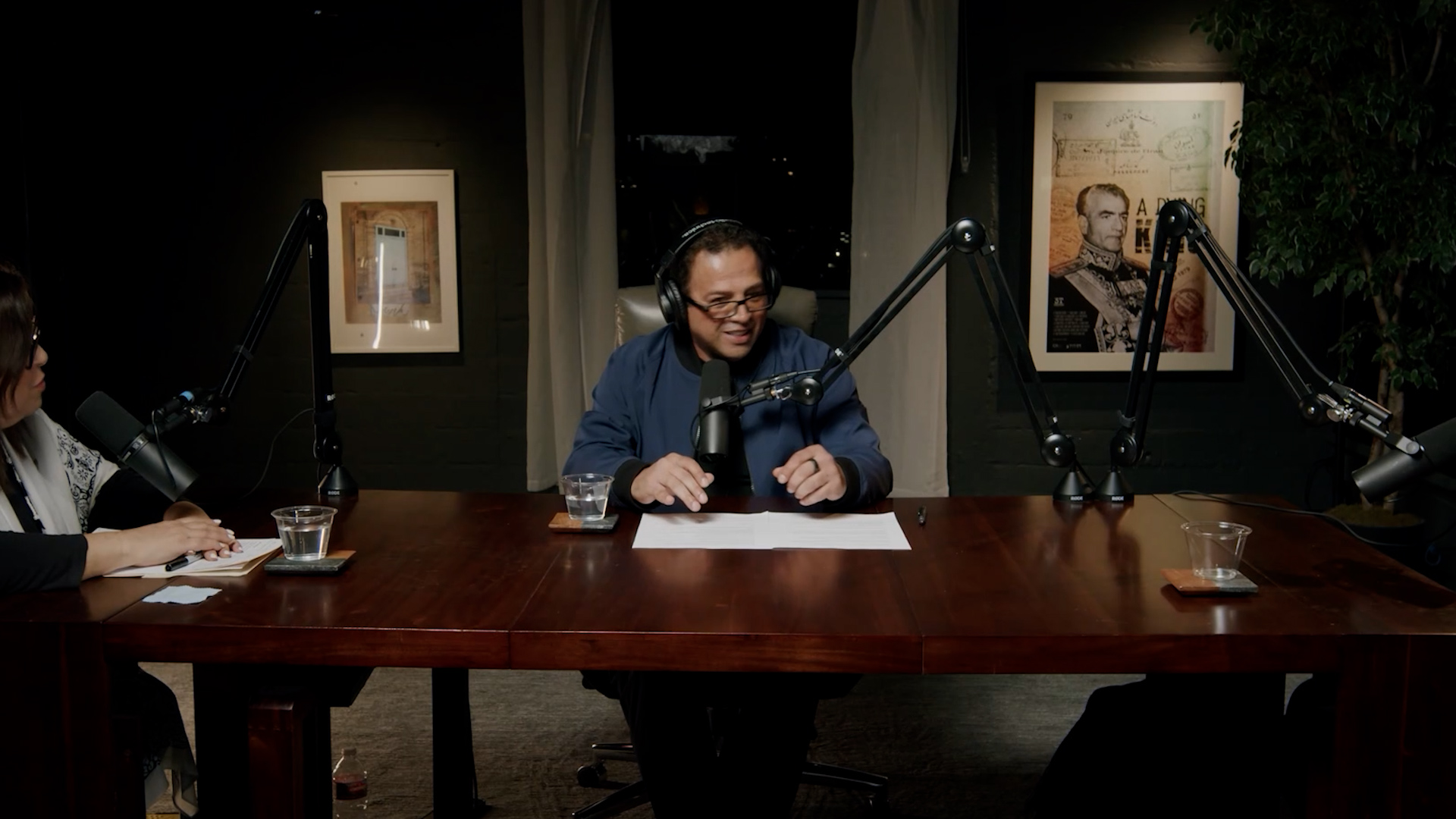 Dark Table Set Podcast Studio