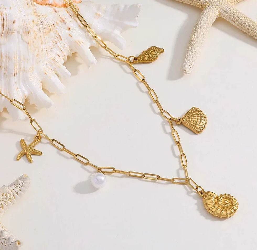 Ocean And Pearl Charm Necklace