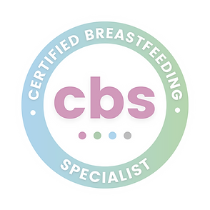 Logo with ombre colors of the words Certifed Breastfeeding Specialist Certificate