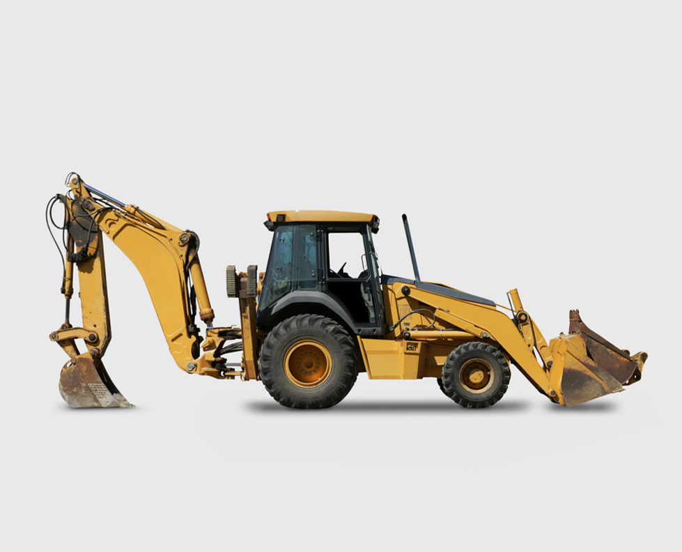 Yellow Backhoe Loader