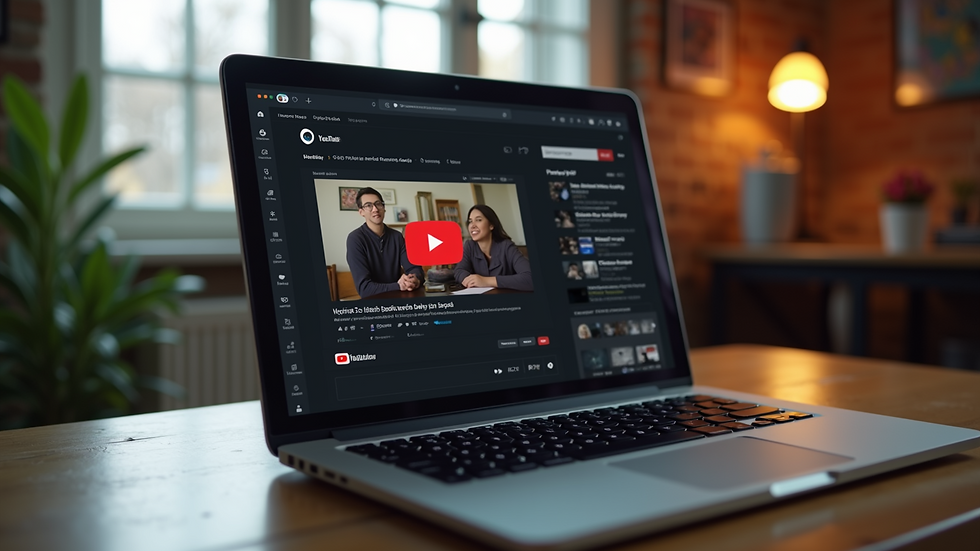Eye-level view of a laptop screen showing a YouTube video ready to download