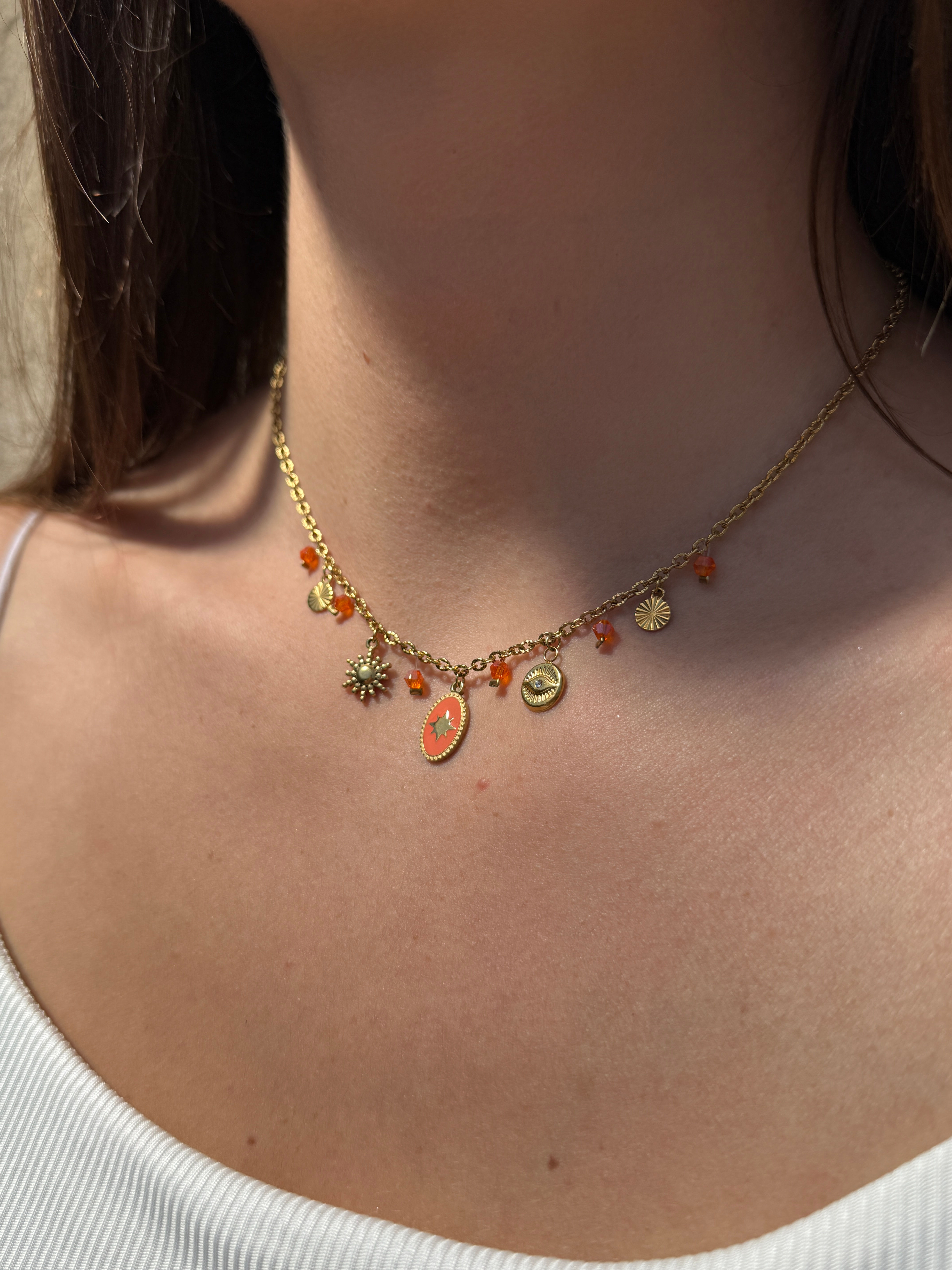 COLLIER Breloque Orange