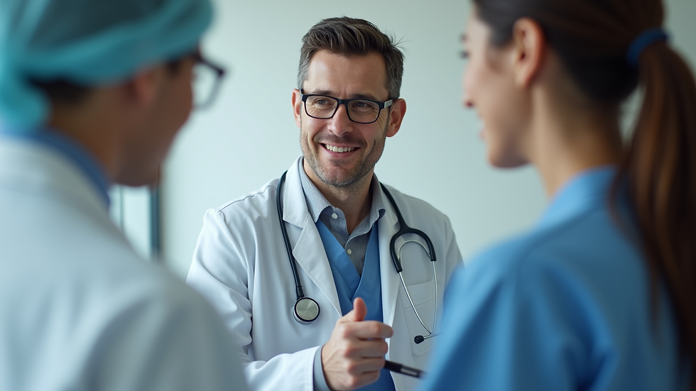 Eye-level view of a medical professional discussing treatment options with a patient