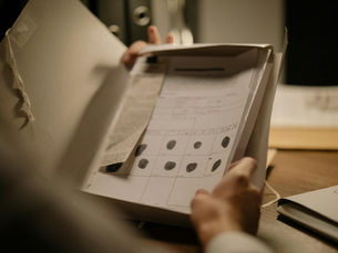 Imagem dividida: de um lado, um estetoscópio sobre um prontuário de saúde representando o setor médico; do outro, um martelo de juiz e livros de direito, simbolizando o setor jurídico, abordando a importância do auxílio médico e jurídico na área da saúde.