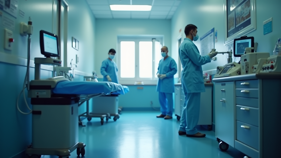 Eye-level view of a forensic laboratory with medical equipment