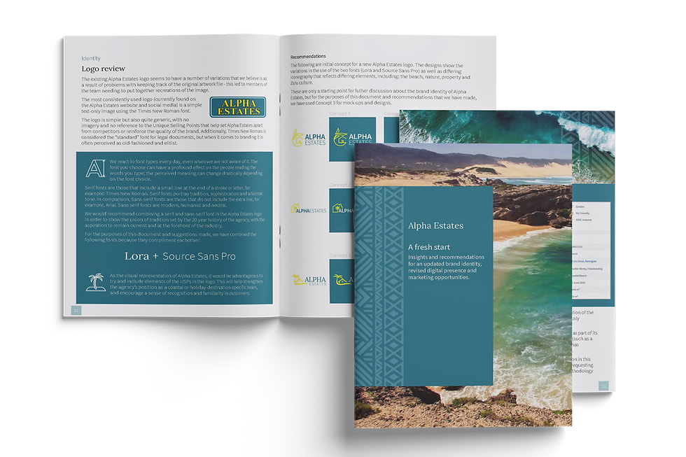 Alpha Estates brand audit document