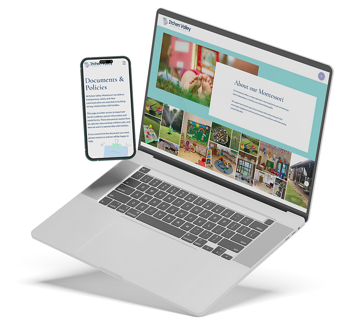 Montessori website on laptop