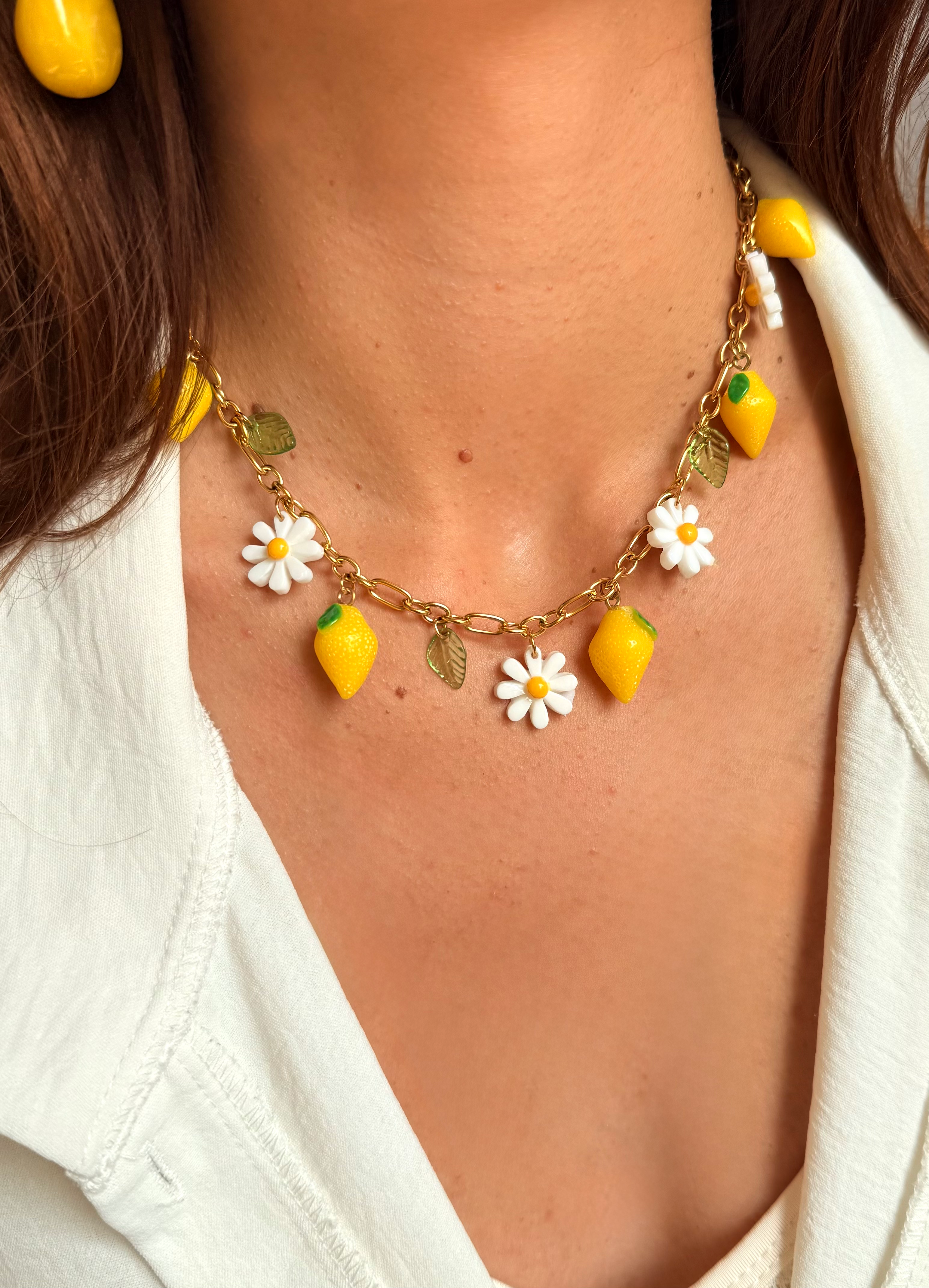 Collier breloque citron 