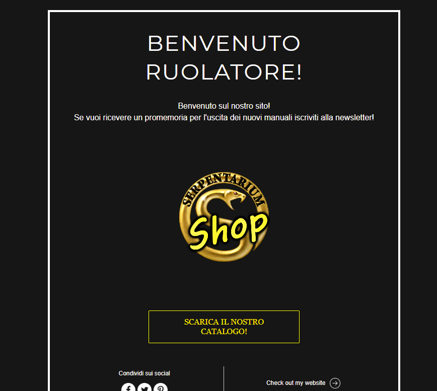 Mail benvenuto Serpentarium content media