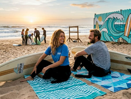 Surfers preparing at beach entry path