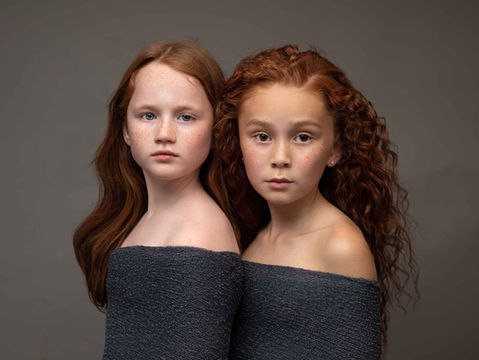 Studio portrait of siblings