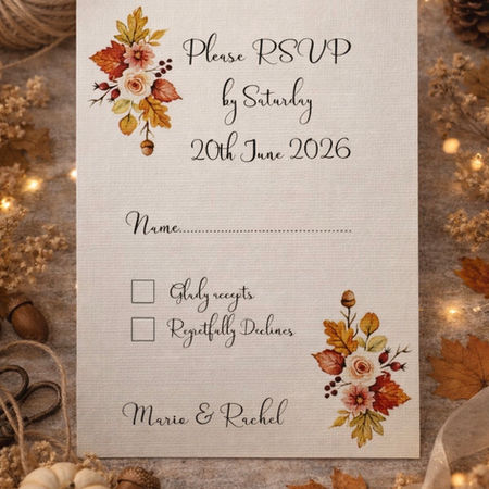 Autumn Themed Wedding RSVP Card